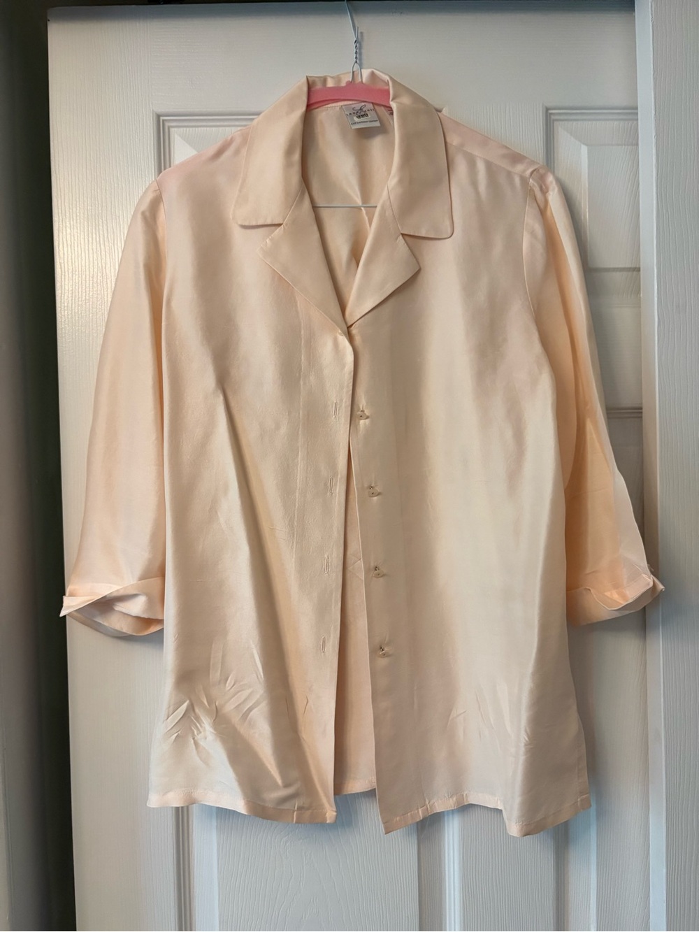 100% Silk Peach Button Down Blouse
